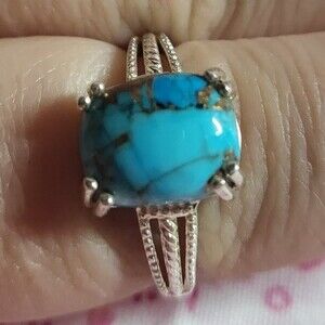 Matrix Chestnut Brine Turquoise Solitaire Ring in Sterling Silver